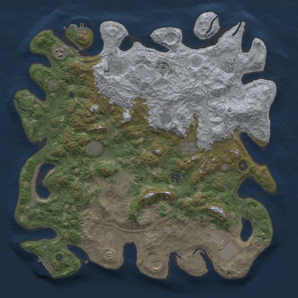 Rust Map: Procedural Map, Size: 4500, Seed: 624823763, 19 Monuments