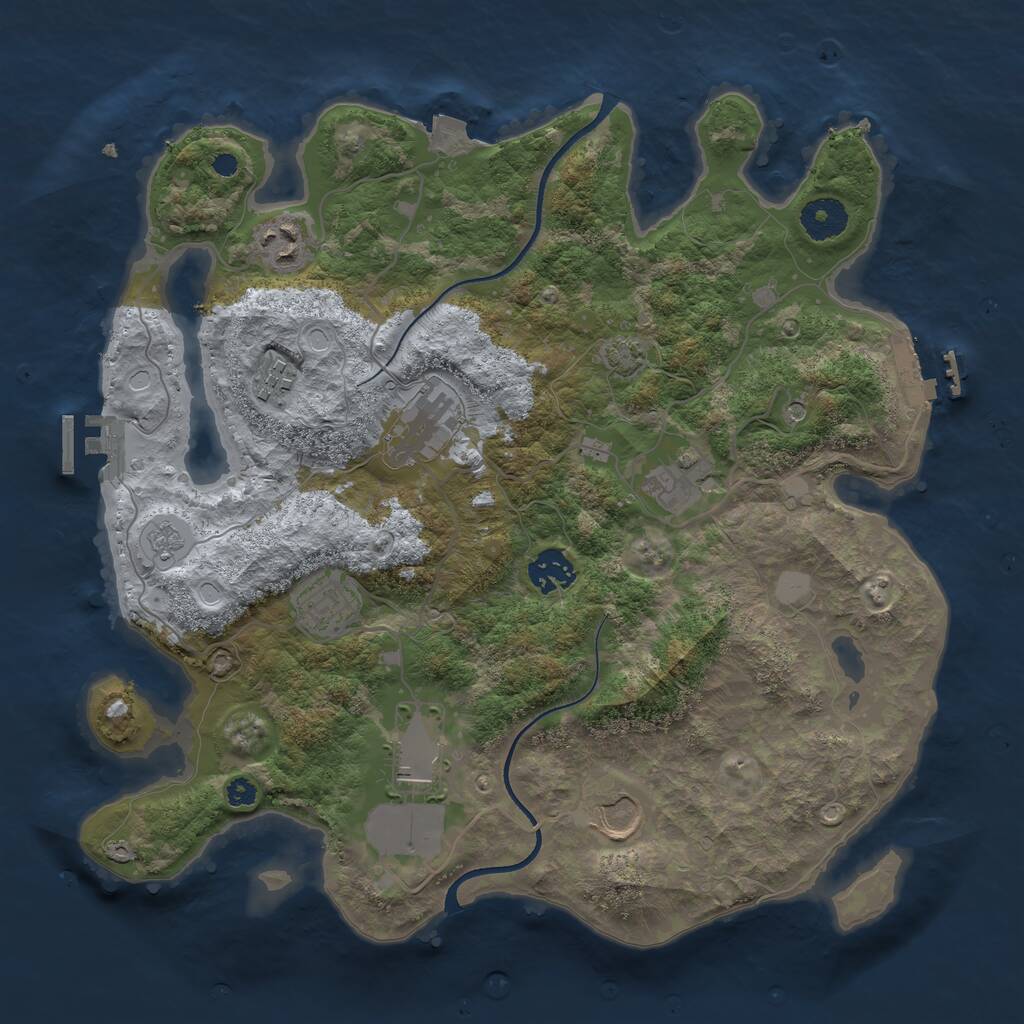 Rust Map: Procedural Map, Size: 3500, Seed: 1983447524, 14 Monuments