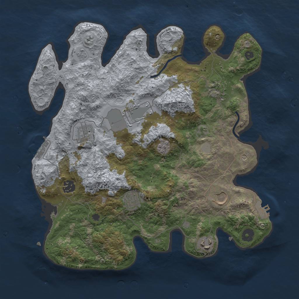 Rust Map: Procedural Map, Size: 3500, Seed: 982497637, 17 Monuments