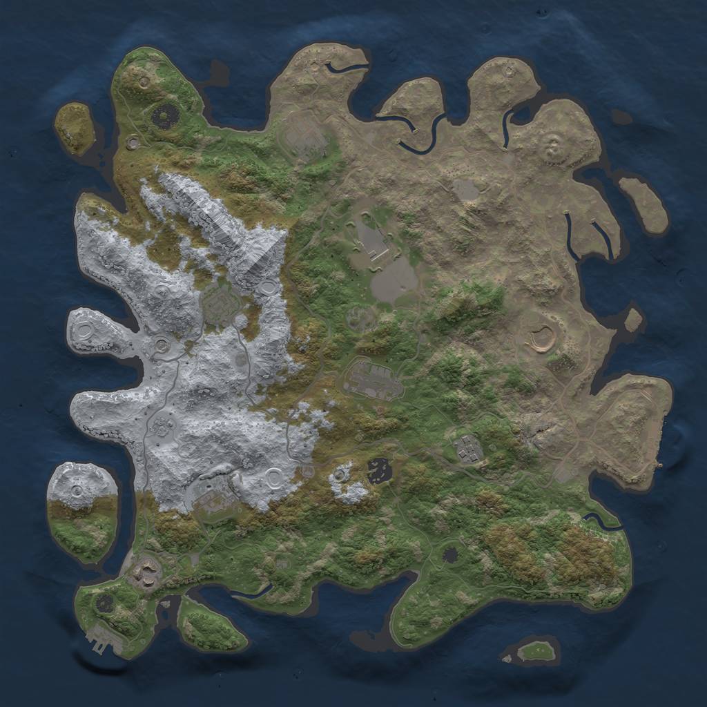 Rust Map: Procedural Map, Size: 4000, Seed: 1137963612, 18 Monuments