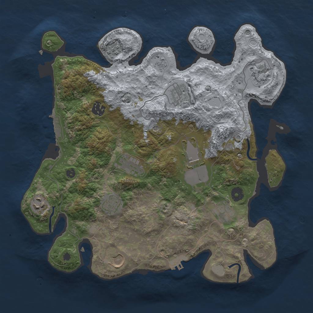 Rust Map: Procedural Map, Size: 3500, Seed: 194131515, 19 Monuments