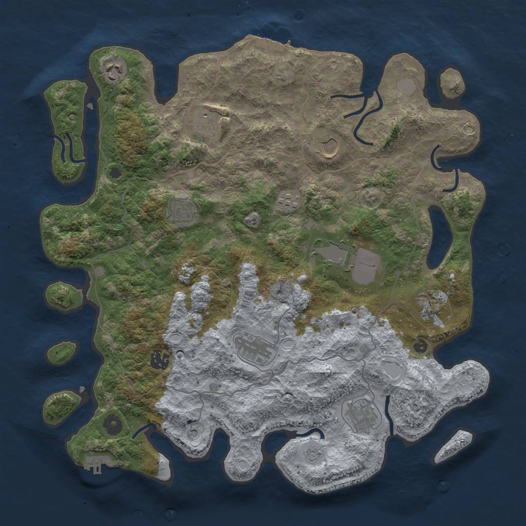 Rust Map: Procedural Map, Size: 4000, Seed: 605223, 19 Monuments