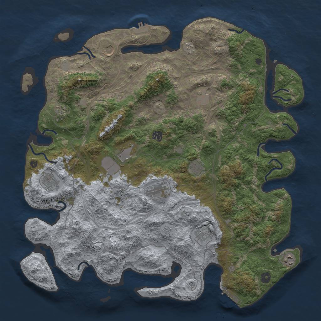 Rust Map: Procedural Map, Size: 4500, Seed: 1759239647, 20 Monuments