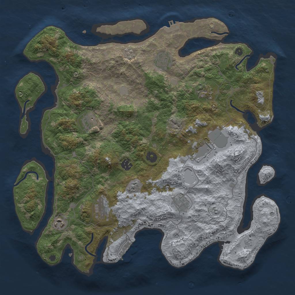 Rust Map: Procedural Map, Size: 4000, Seed: 120348, 18 Monuments