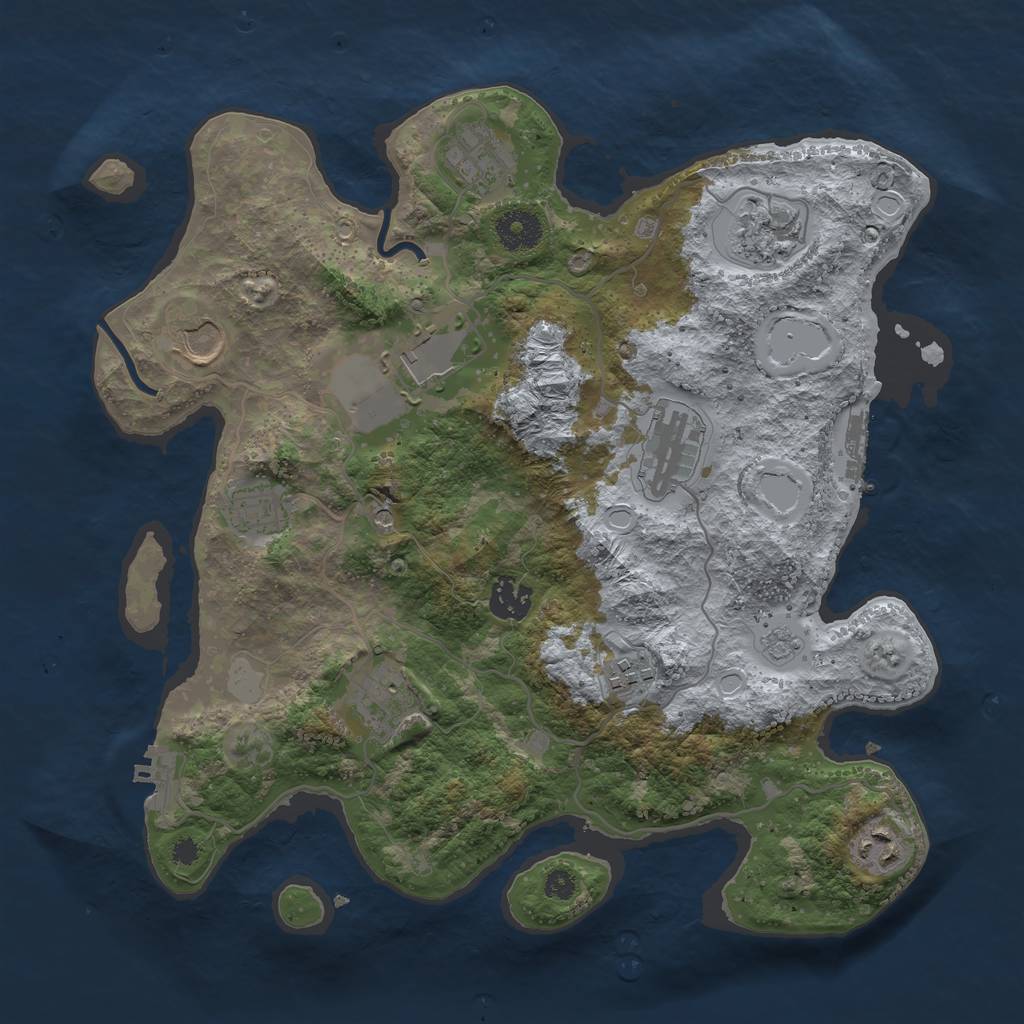 Rust Map: Procedural Map, Size: 3500, Seed: 19239473, 19 Monuments
