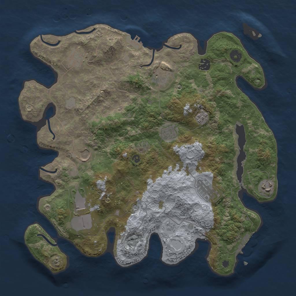 Rust Map: Procedural Map, Size: 3700, Seed: 72792686, 16 Monuments