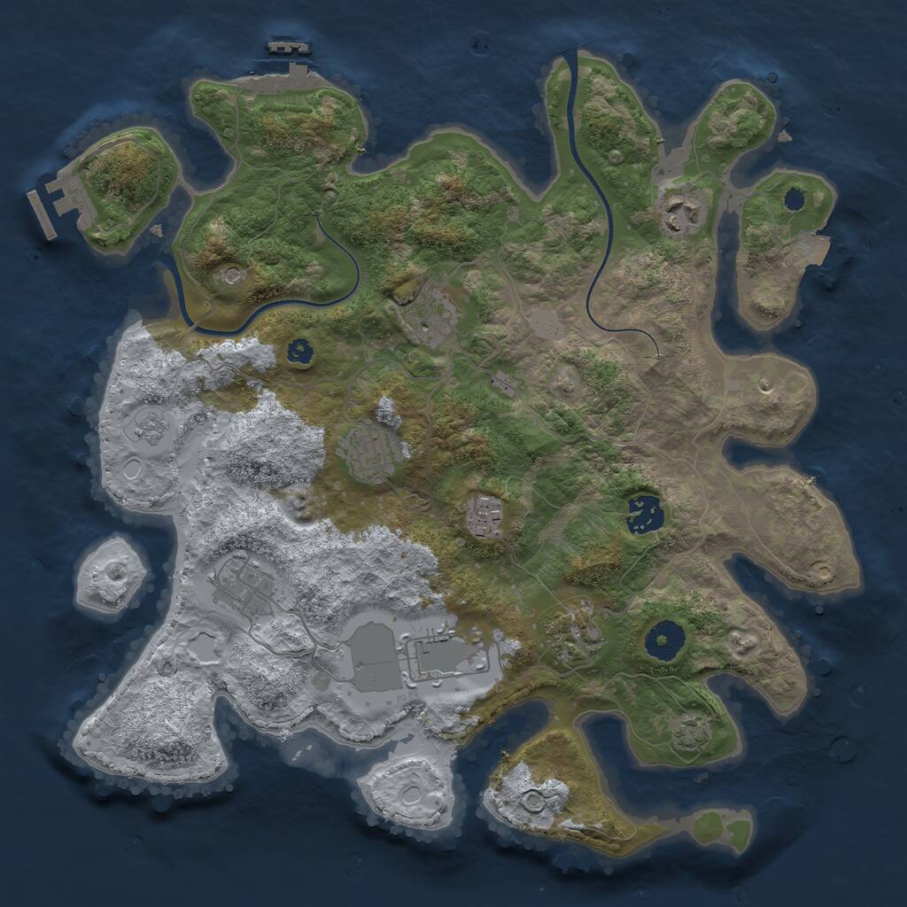 Rust Map: Procedural Map, Size: 3500, Seed: 559317219, 14 Monuments