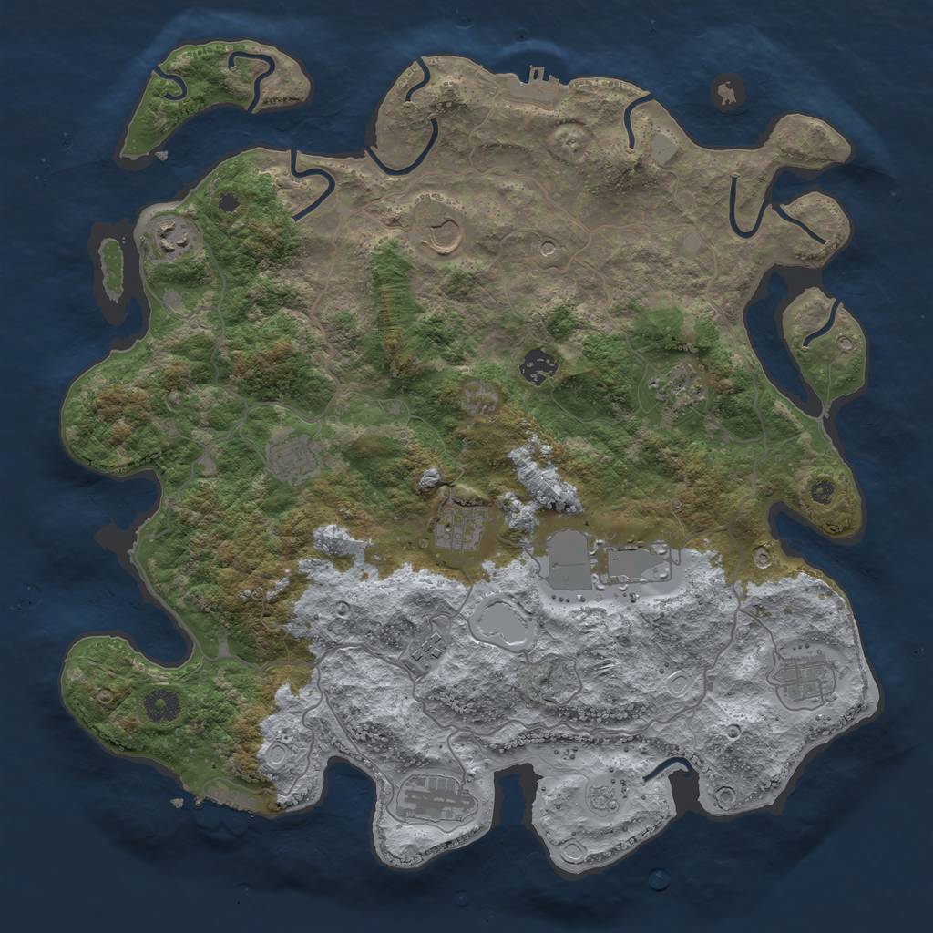 Rust Map: Procedural Map, Size: 4000, Seed: 1681871788, 19 Monuments