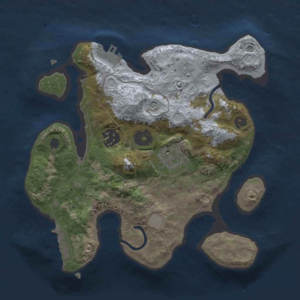 Rust Map: Procedural Map, Size: 2500, Seed: 120893488, 11 Monuments
