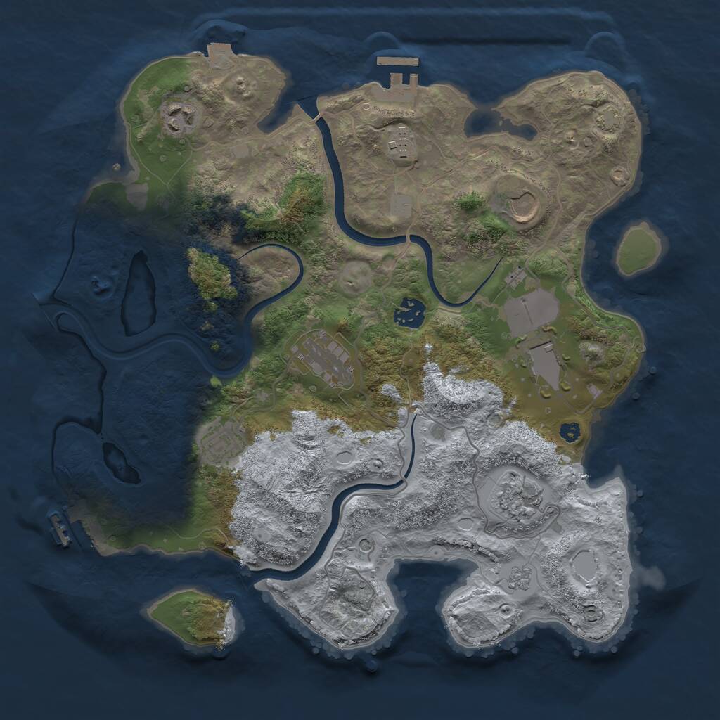 Rust Map: Procedural Map, Size: 3500, Seed: 7685, 14 Monuments