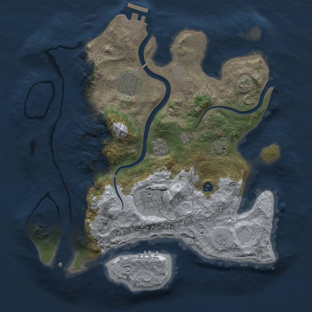 Rust Map: Procedural Map, Size: 3000, Seed: 712504791, 7 Monuments