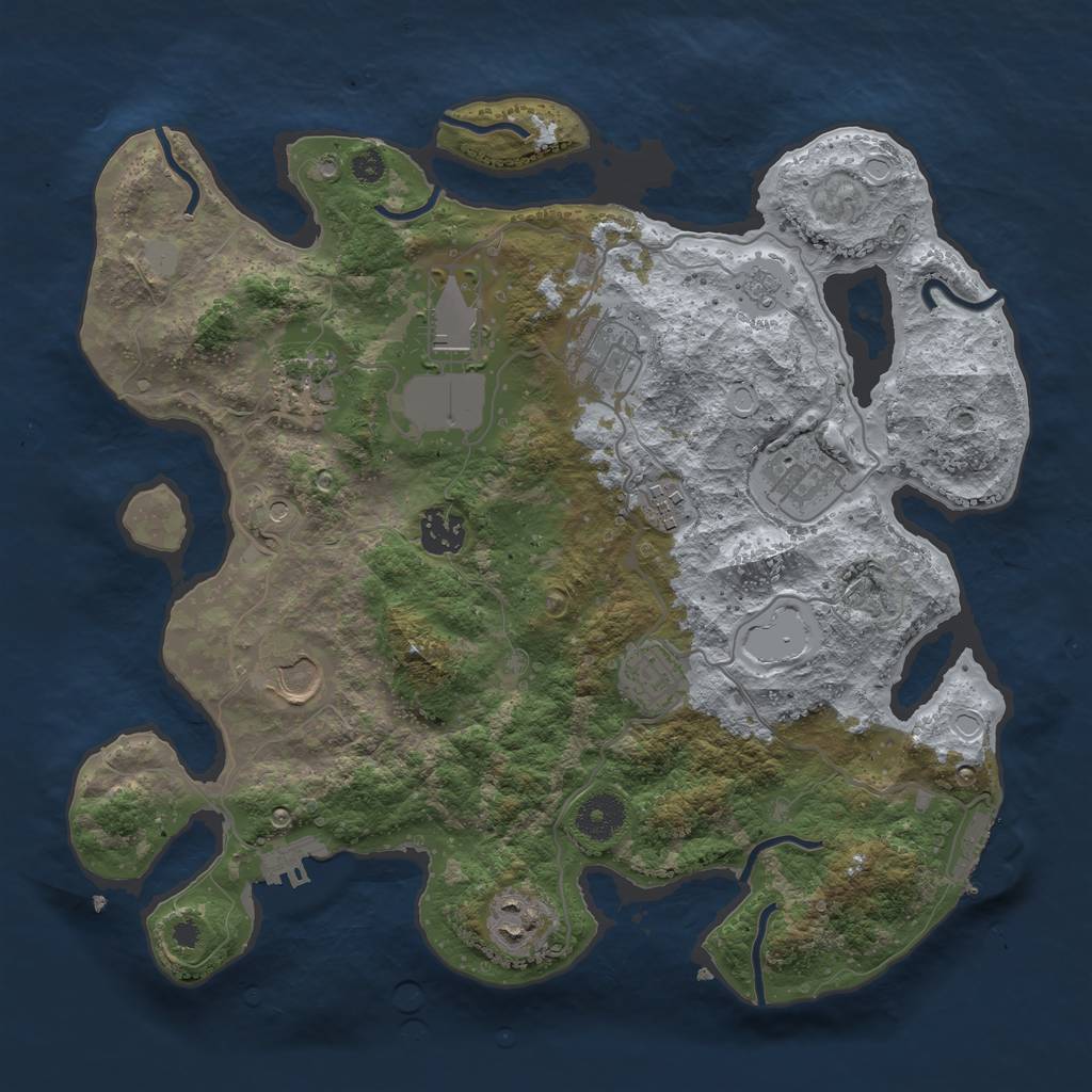 Rust Map: Procedural Map, Size: 3500, Seed: 1957733111, 16 Monuments
