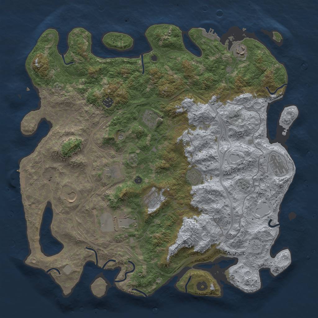 Rust Map: Procedural Map, Size: 4500, Seed: 105000, 19 Monuments