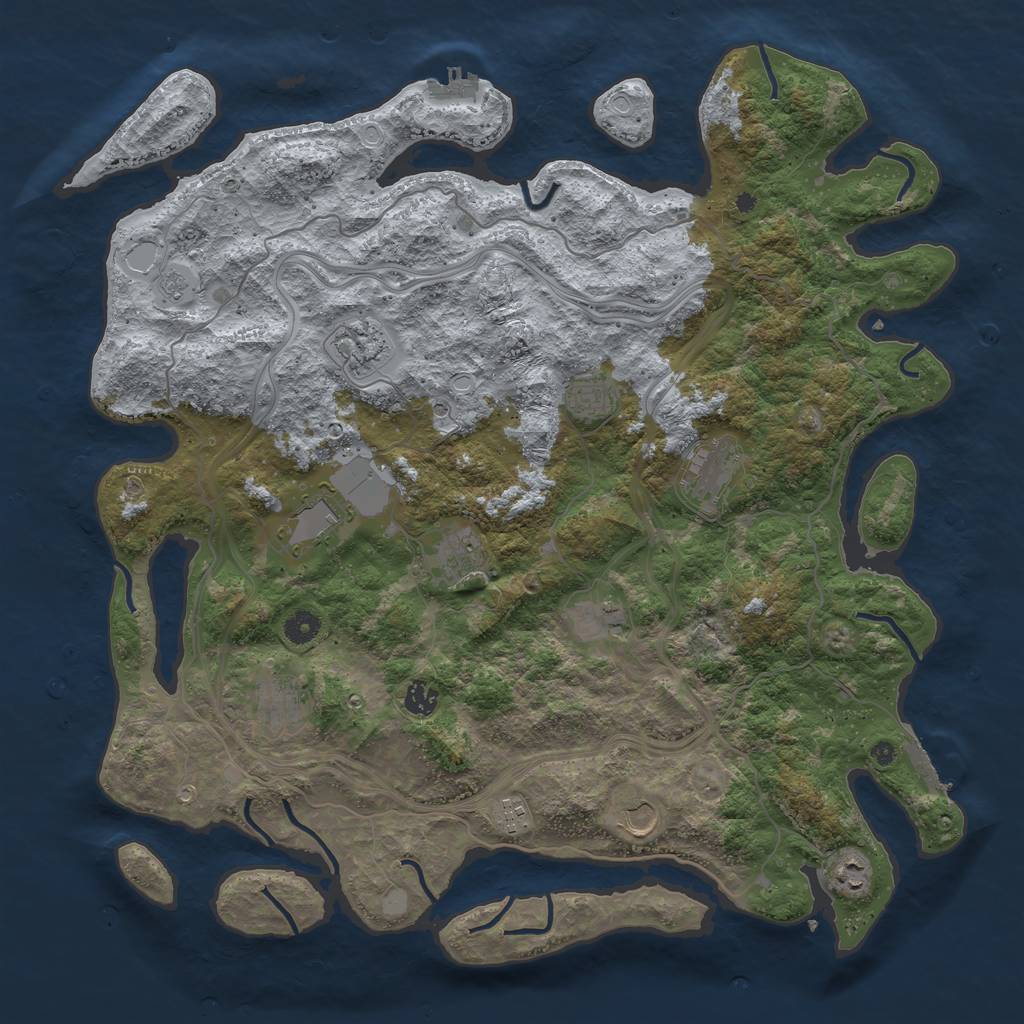 Rust Map: Procedural Map, Size: 4500, Seed: 1280238860, 20 Monuments