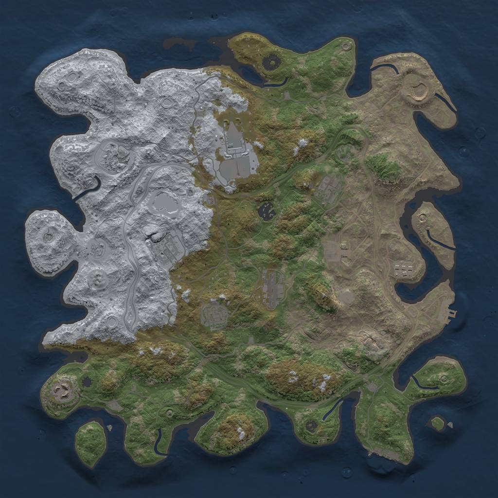 Rust Map: Procedural Map, Size: 4250, Seed: 743219330, 20 Monuments