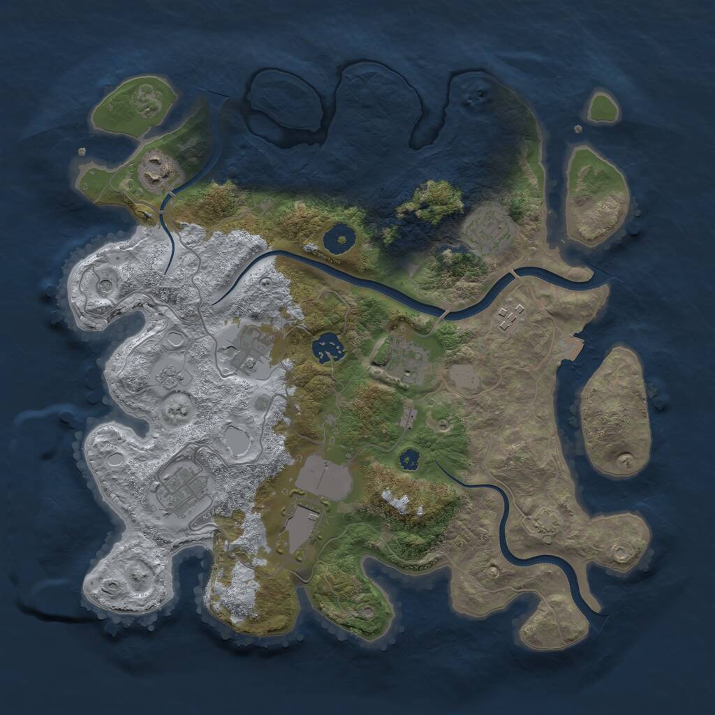 Rust Map: Procedural Map, Size: 3500, Seed: 7942, 12 Monuments