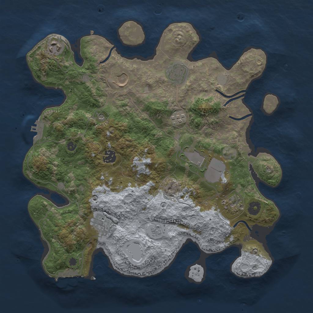 Rust Map: Procedural Map, Size: 3500, Seed: 130344685, 17 Monuments
