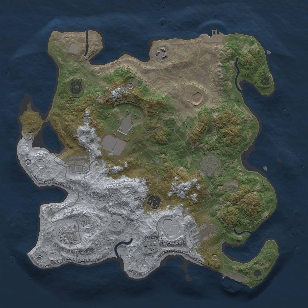 Rust Map: Procedural Map, Size: 3500, Seed: 92554339, 18 Monuments