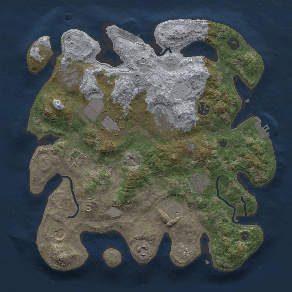 Rust Map: Procedural Map, Size: 3500, Seed: 41150355, 17 Monuments