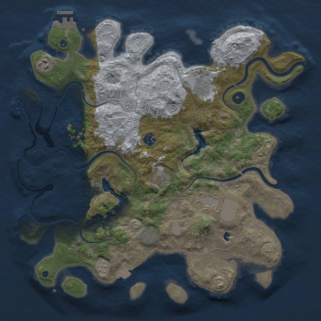 Rust Map: Procedural Map, Size: 4000, Seed: 2110745721, 13 Monuments