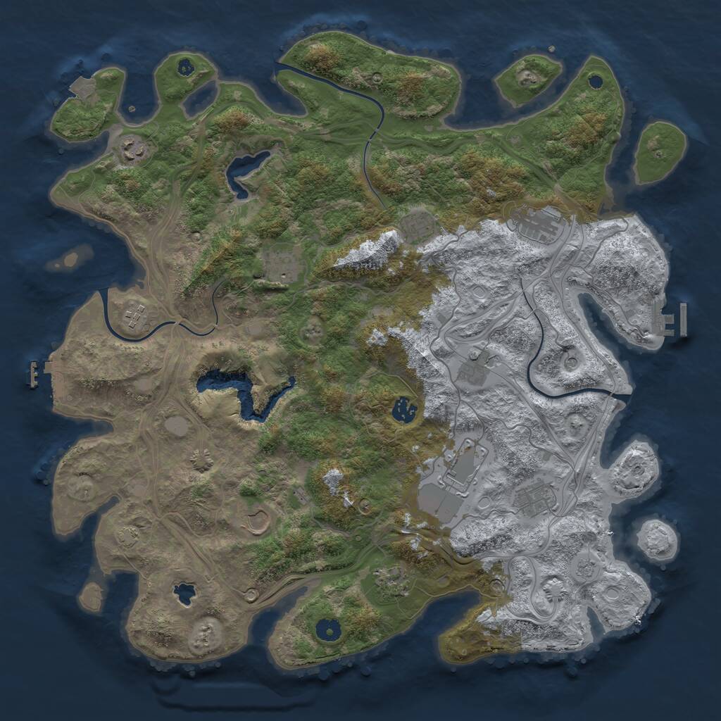 Rust Map: Procedural Map, Size: 4400, Seed: 249813929, 17 Monuments