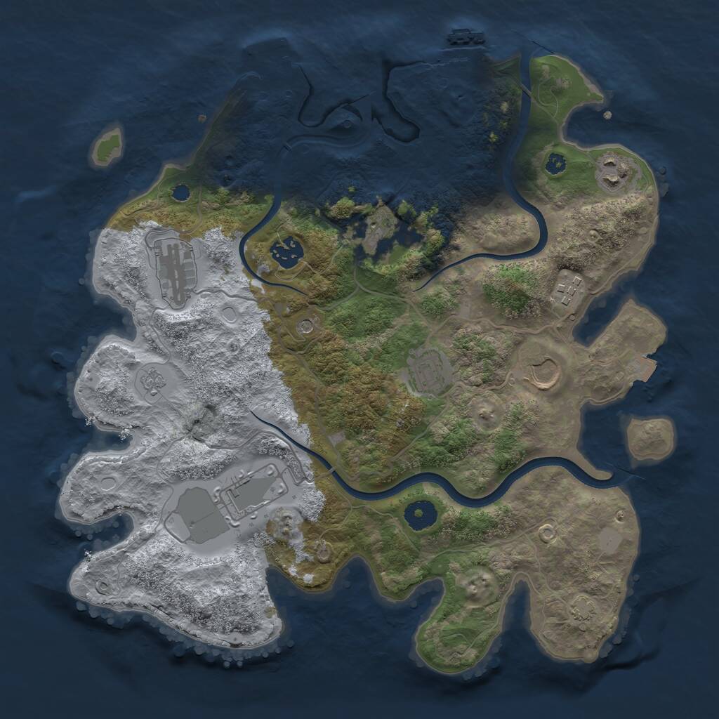 Rust Map: Procedural Map, Size: 3500, Seed: 15093697, 14 Monuments