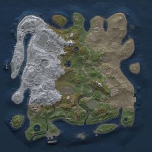 Thumbnail Rust Map: Procedural Map, Size: 3500, Seed: 961685938, 13 Monuments