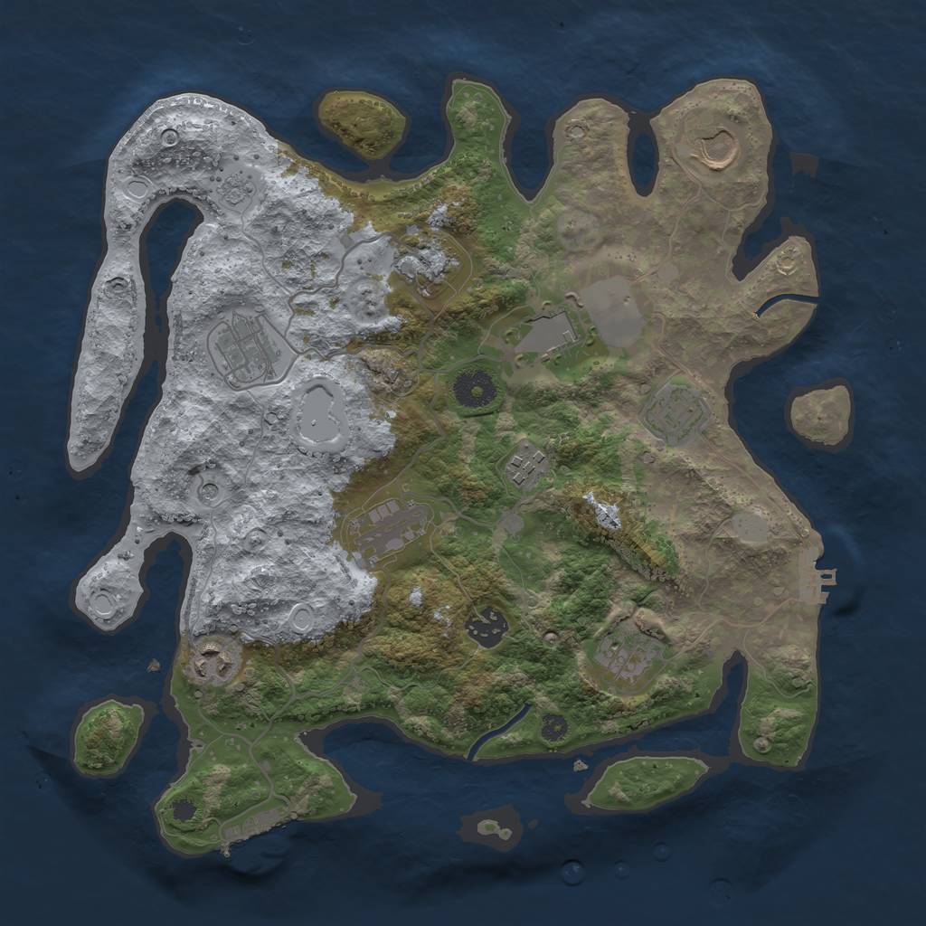 Rust Map: Procedural Map, Size: 3500, Seed: 961685938, 17 Monuments