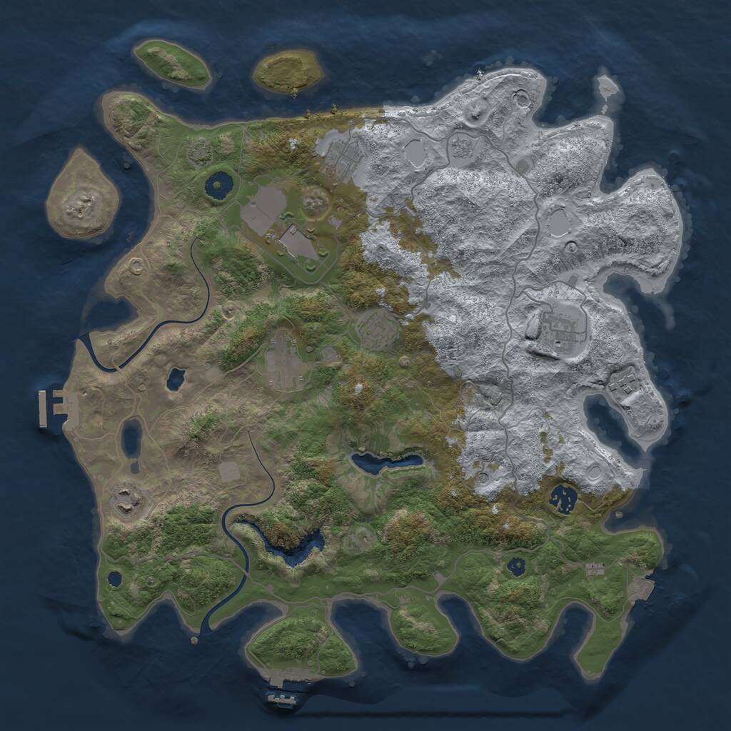 Rust Map: Procedural Map, Size: 4000, Seed: 1372299390, 14 Monuments