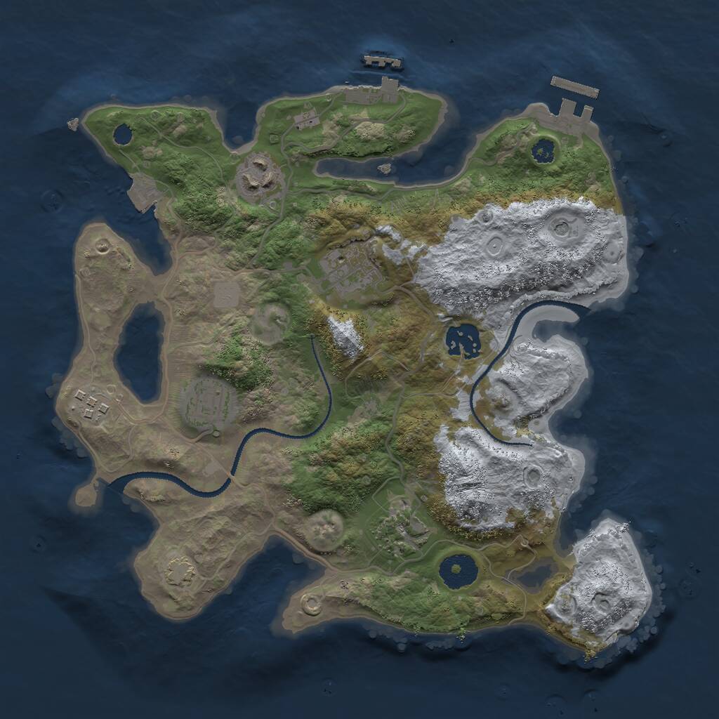 Rust Map: Procedural Map, Size: 3000, Seed: 1908323657, 11 Monuments