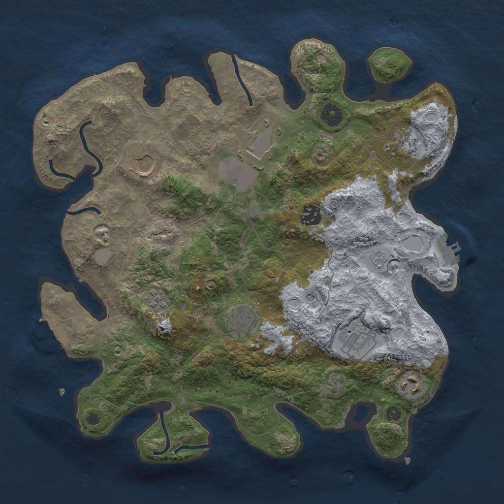 Rust Map: Procedural Map, Size: 3500, Seed: 1615411793, 15 Monuments