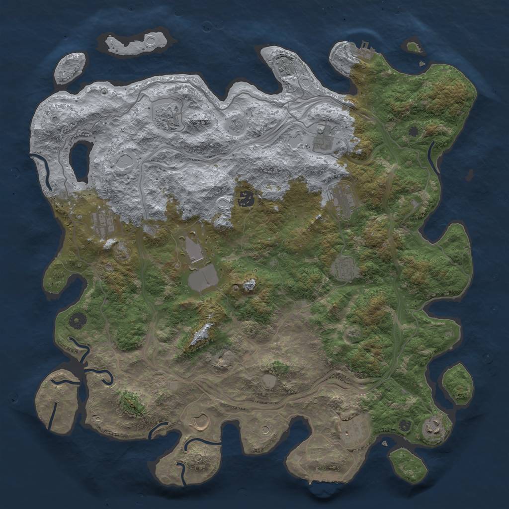 Rust Map: Procedural Map, Size: 4500, Seed: 498390864, 18 Monuments