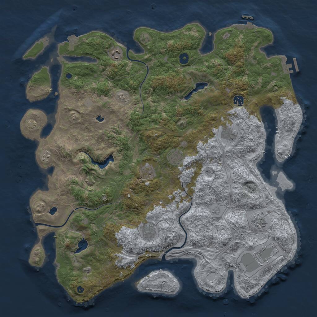 Rust Map: Procedural Map, Size: 4500, Seed: 498390865, 15 Monuments