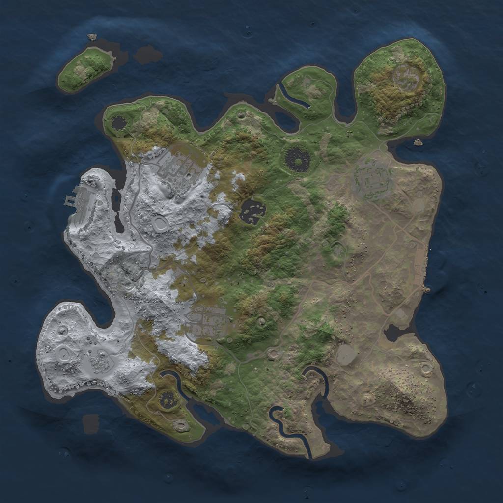 Rust Map: Procedural Map, Size: 3000, Seed: 36631, 12 Monuments