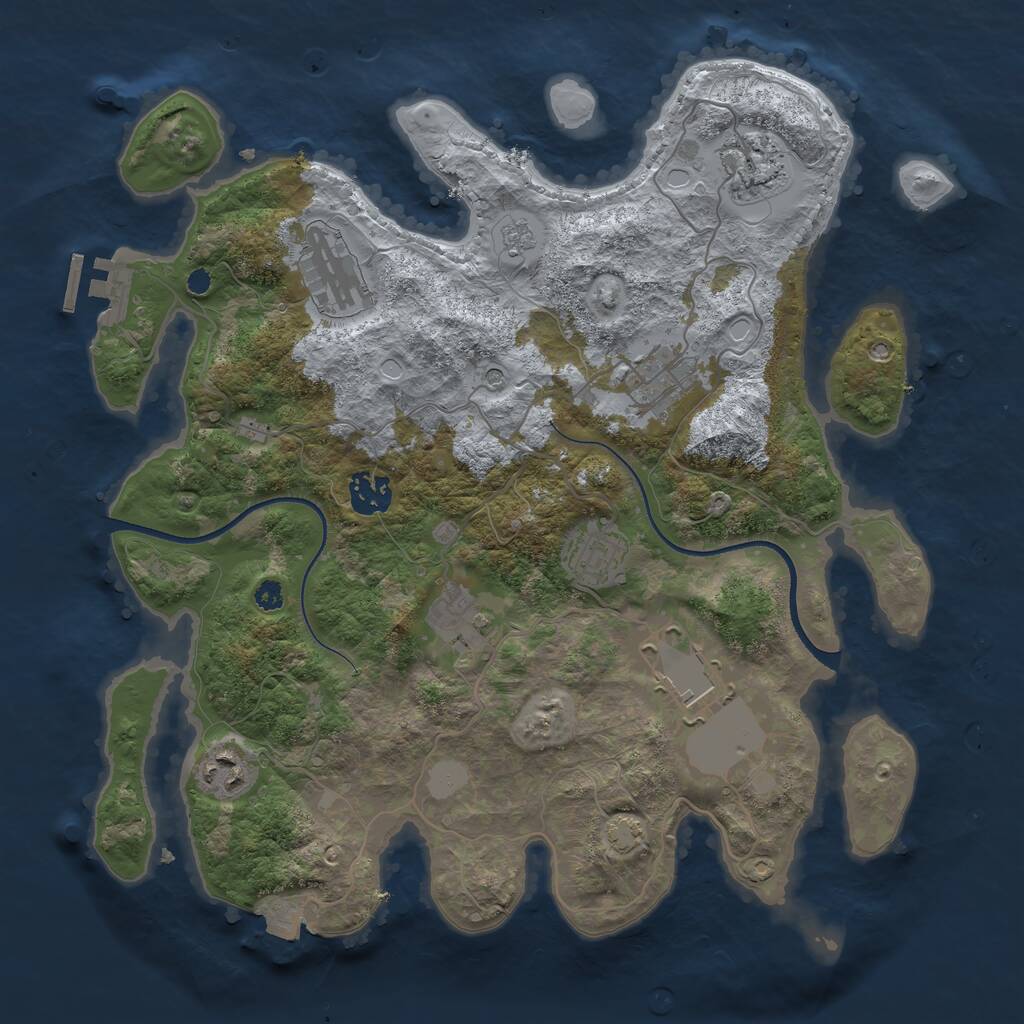 Rust Map: Procedural Map, Size: 3500, Seed: 787223834, 13 Monuments