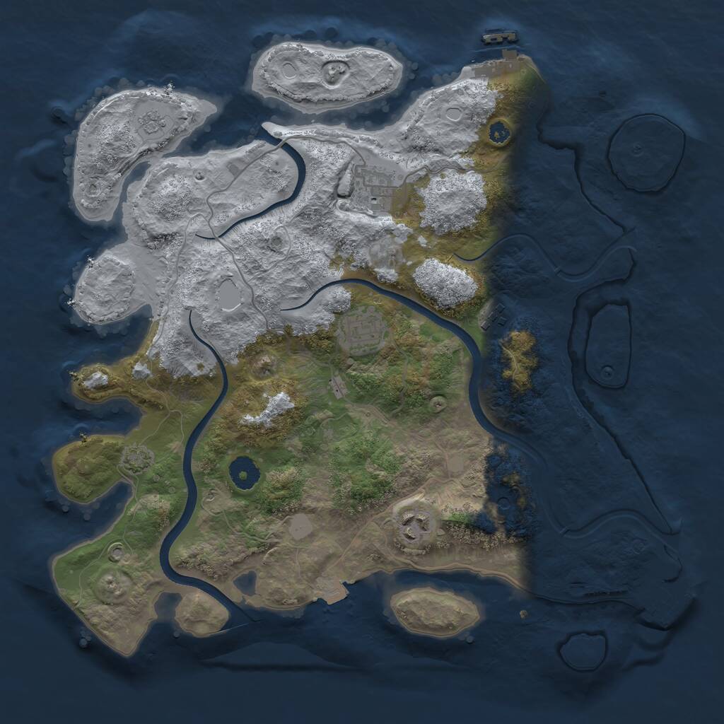 Rust Map: Procedural Map, Size: 3500, Seed: 1410530954, 10 Monuments