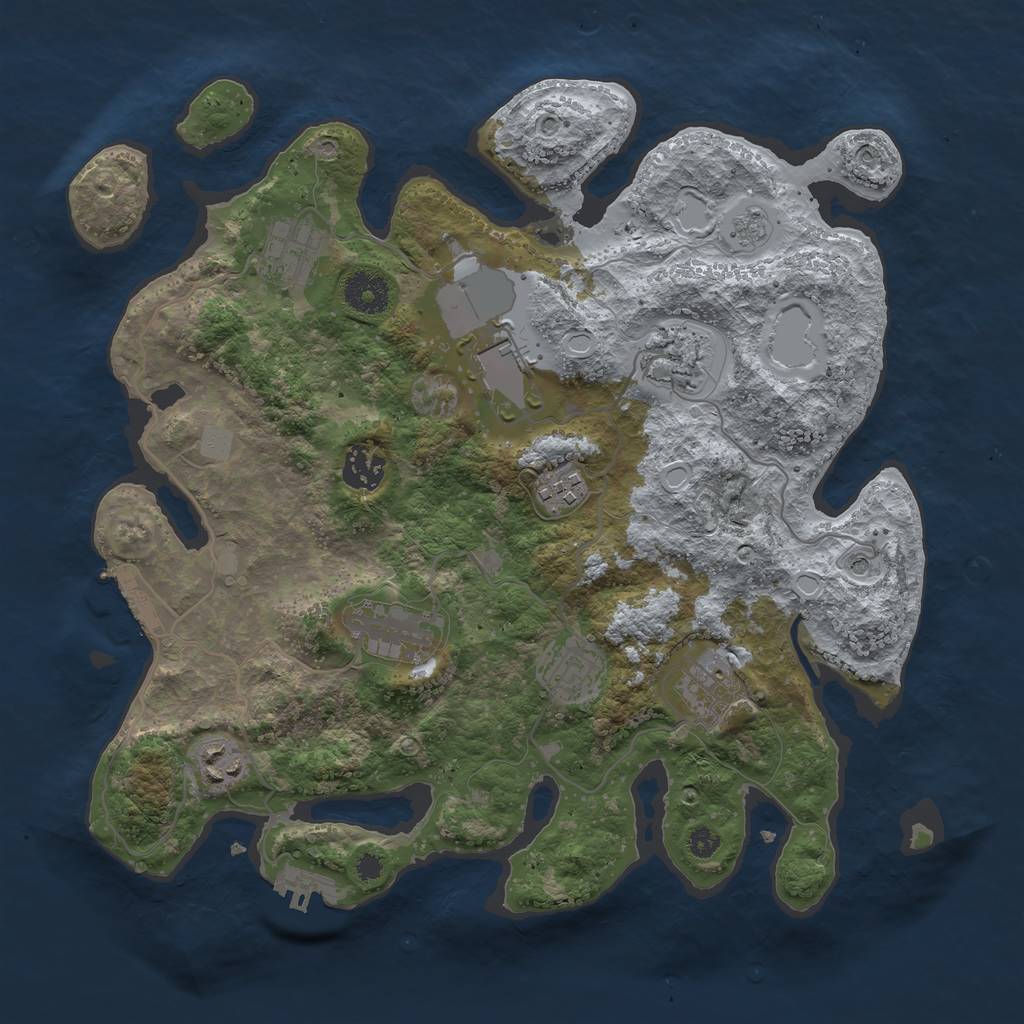 Rust Map: Procedural Map, Size: 3500, Seed: 617161514, 18 Monuments