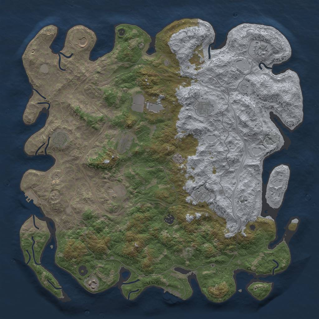 Rust Map: Procedural Map, Size: 4800, Seed: 1176167087, 20 Monuments