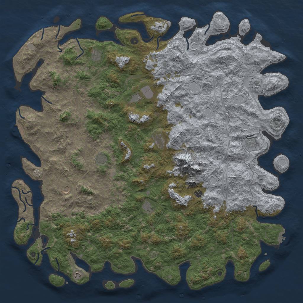 Rust Map: Procedural Map, Size: 6000, Seed: 51421, 20 Monuments