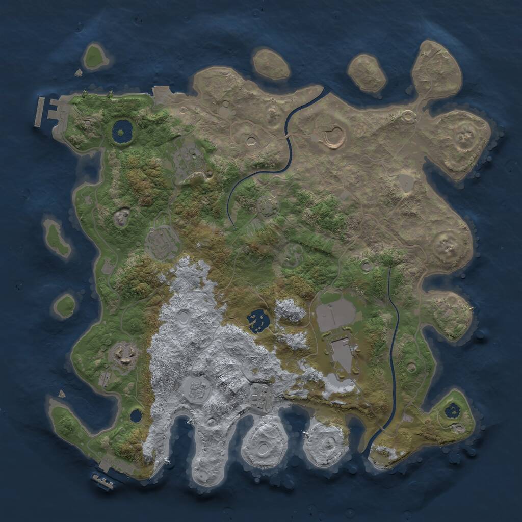 Rust Map: Procedural Map, Size: 3500, Seed: 840316093, 13 Monuments