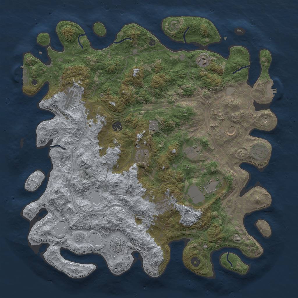 Rust Map: Procedural Map, Size: 4500, Seed: 2055556514, 18 Monuments