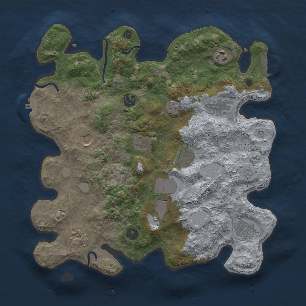 Rust Map: Procedural Map, Size: 3660, Seed: 1507278322, 19 Monuments