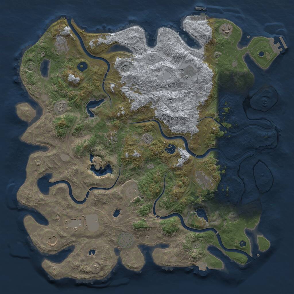 Rust Map: Procedural Map, Size: 4500, Seed: 1391474970, 17 Monuments