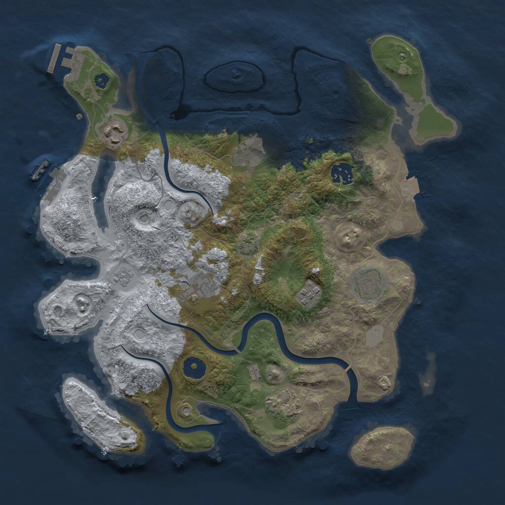 Rust Map: Procedural Map, Size: 3400, Seed: 25755, 13 Monuments