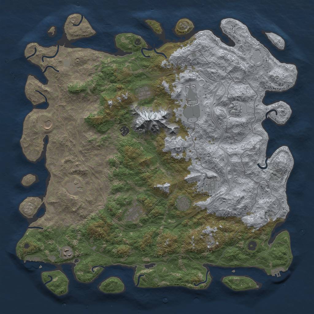 Rust Map: Procedural Map, Size: 5000, Seed: 23464444, 20 Monuments