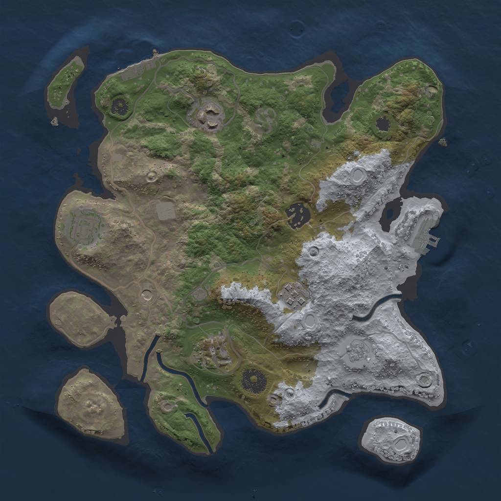 Rust Map: Procedural Map, Size: 3000, Seed: 2038517600, 14 Monuments