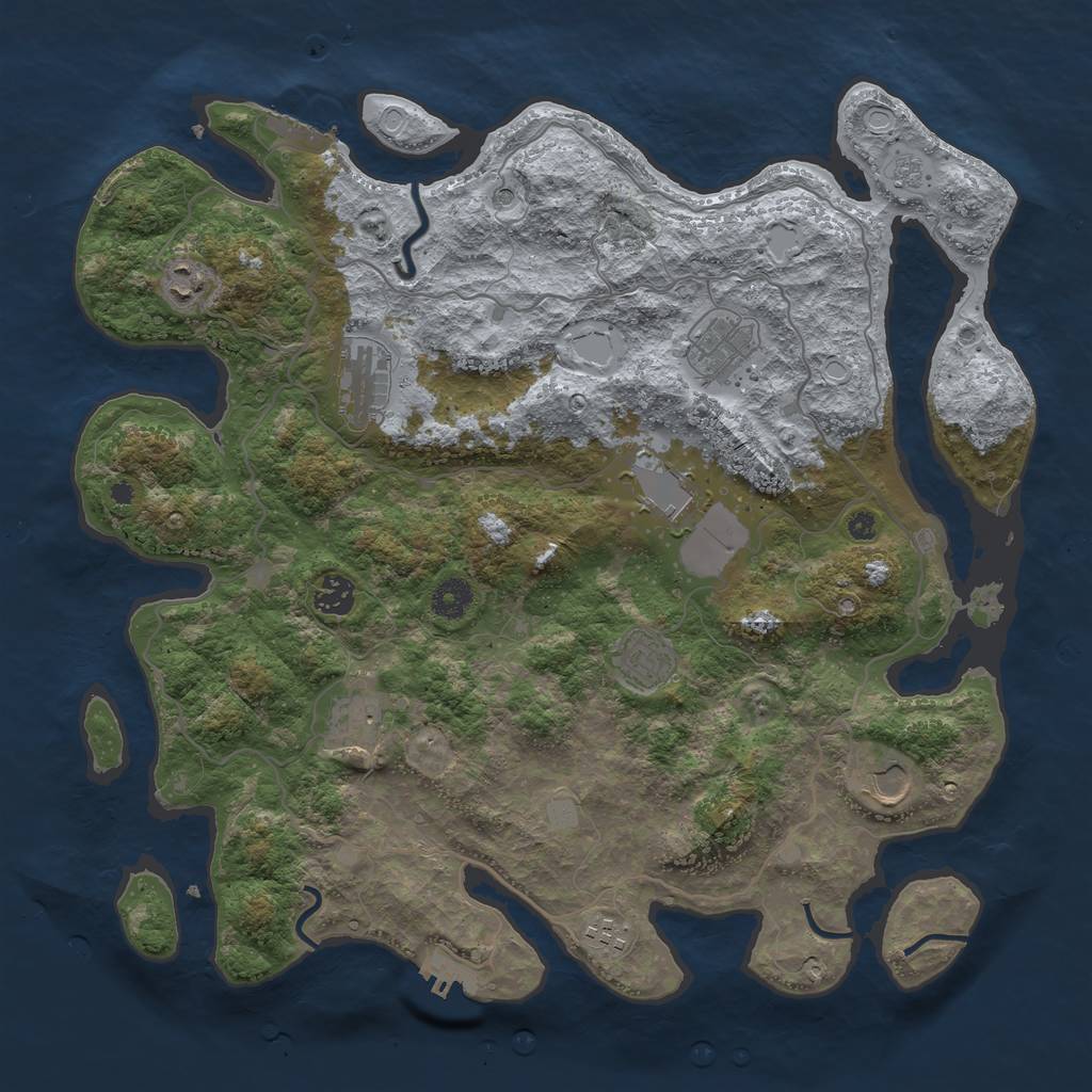 Rust Map: Procedural Map, Size: 4000, Seed: 320387, 18 Monuments