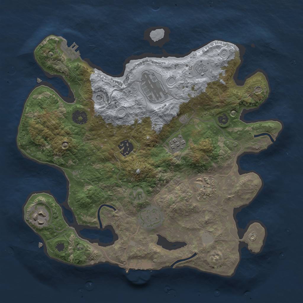 Rust Map: Procedural Map, Size: 3000, Seed: 2037245229, 13 Monuments
