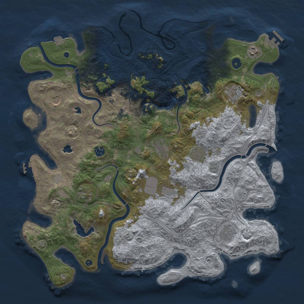 Rust Map: Procedural Map, Size: 4500, Seed: 500665793, 16 Monuments