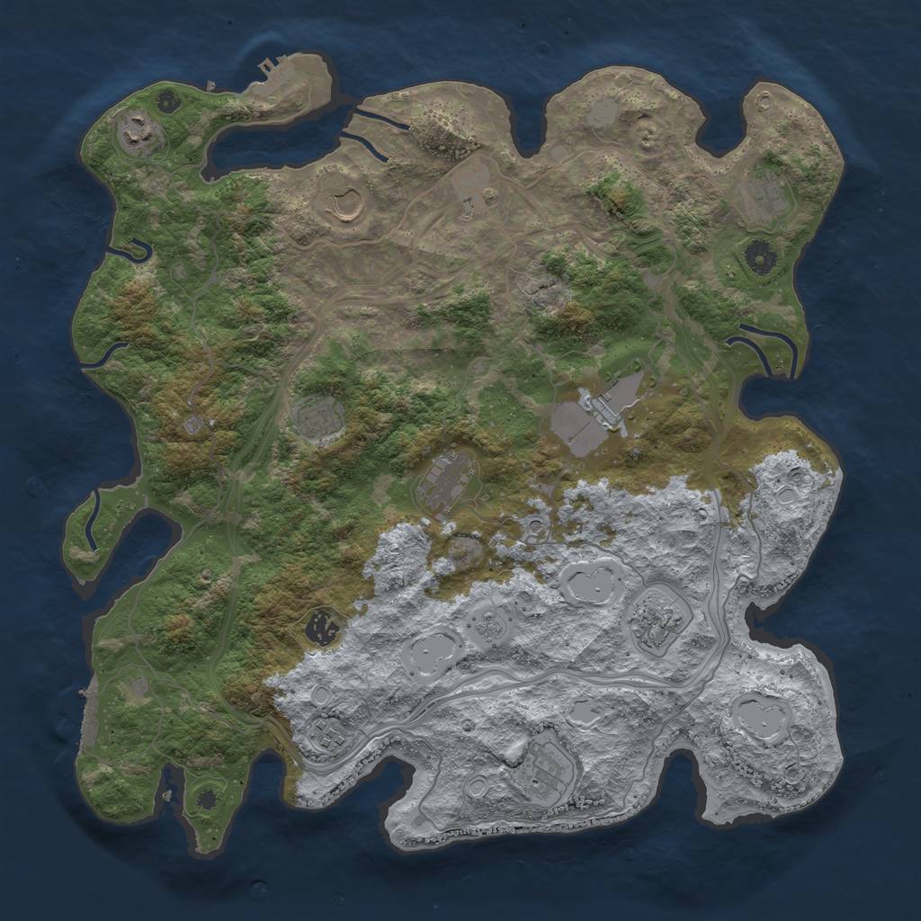Rust Map: Procedural Map, Size: 4250, Seed: 77067854, 18 Monuments